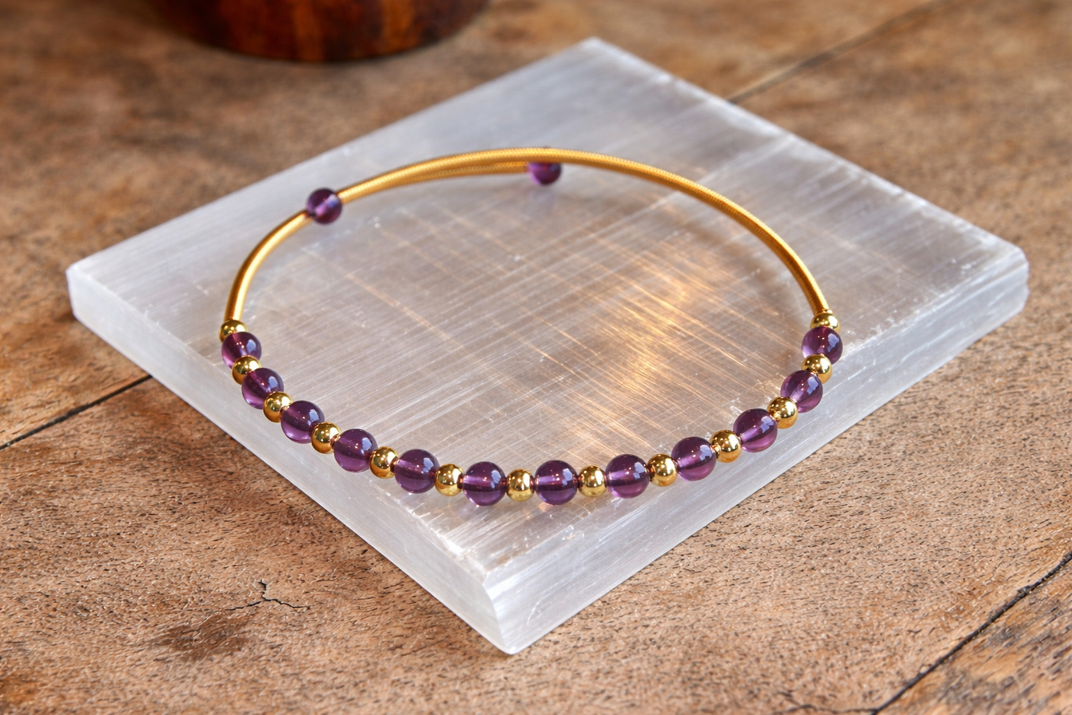 Copper Gemstone Bracelet - Amethyst